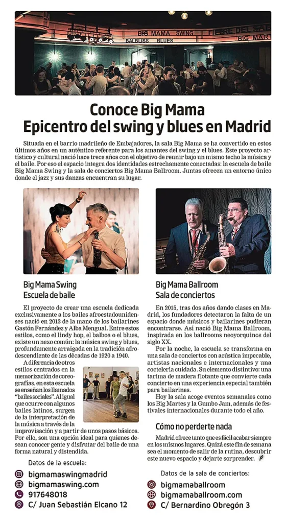 Conoce Big Mama, epicentro del swing y blues en Madrid