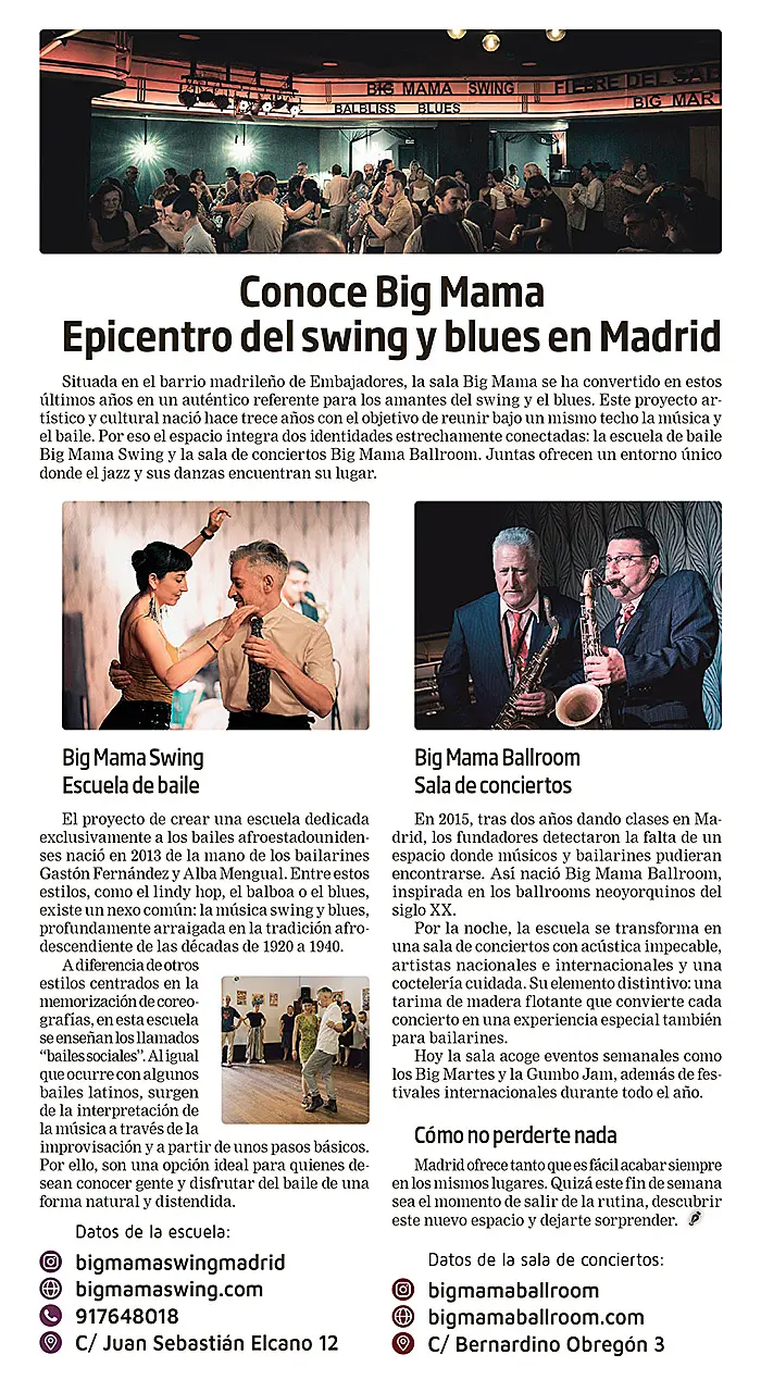 Conoce Big Mama, epicentro del swing y blues en Madrid