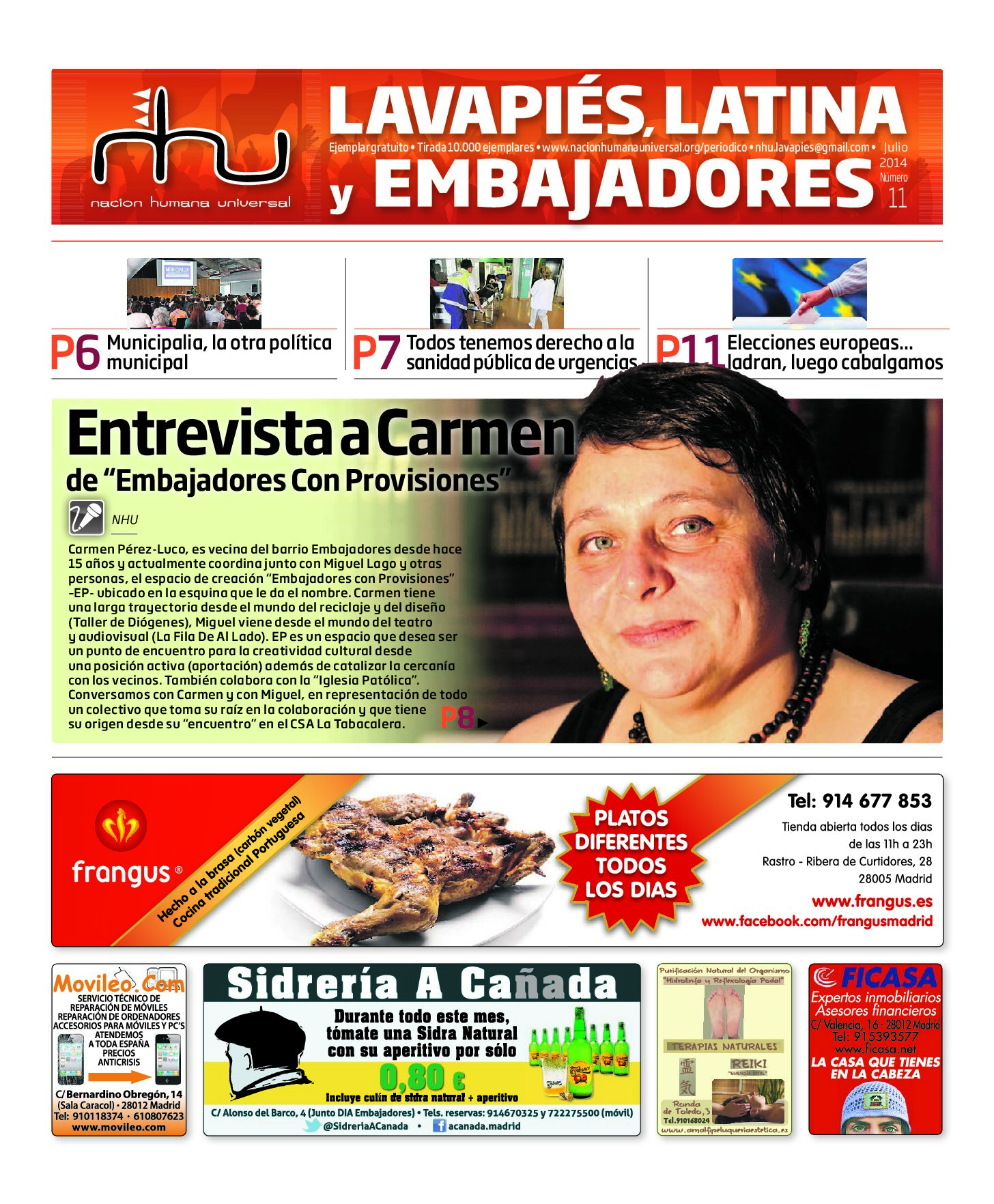Portada del periódico Nación Humana Universal número 11 (2014)