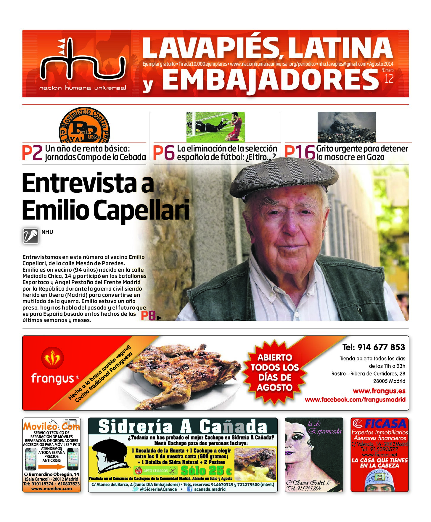 Portada del periódico Nación Humana Universal número 12 (2014)