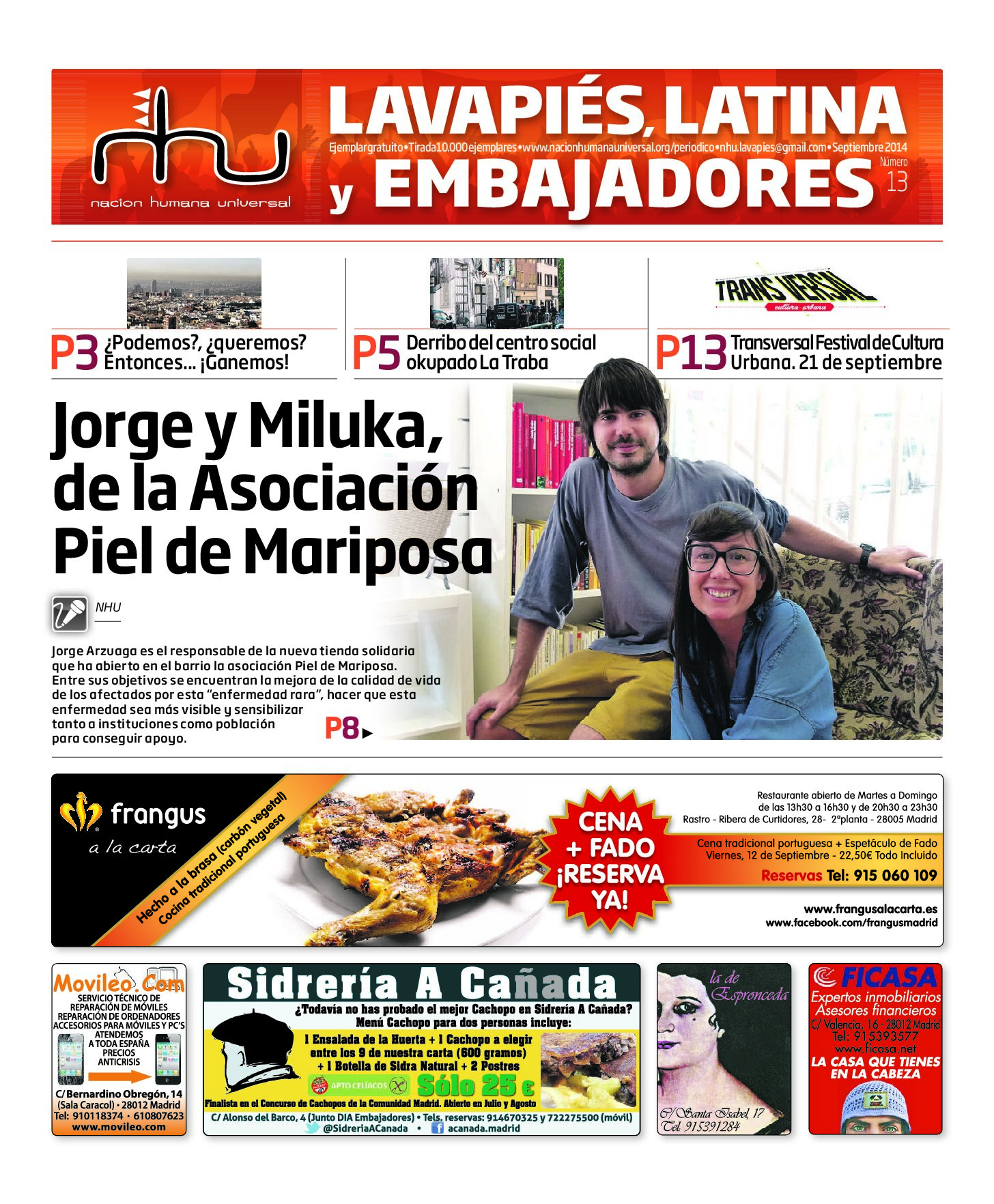 Portada del periódico Nación Humana Universal número 13 (2014)