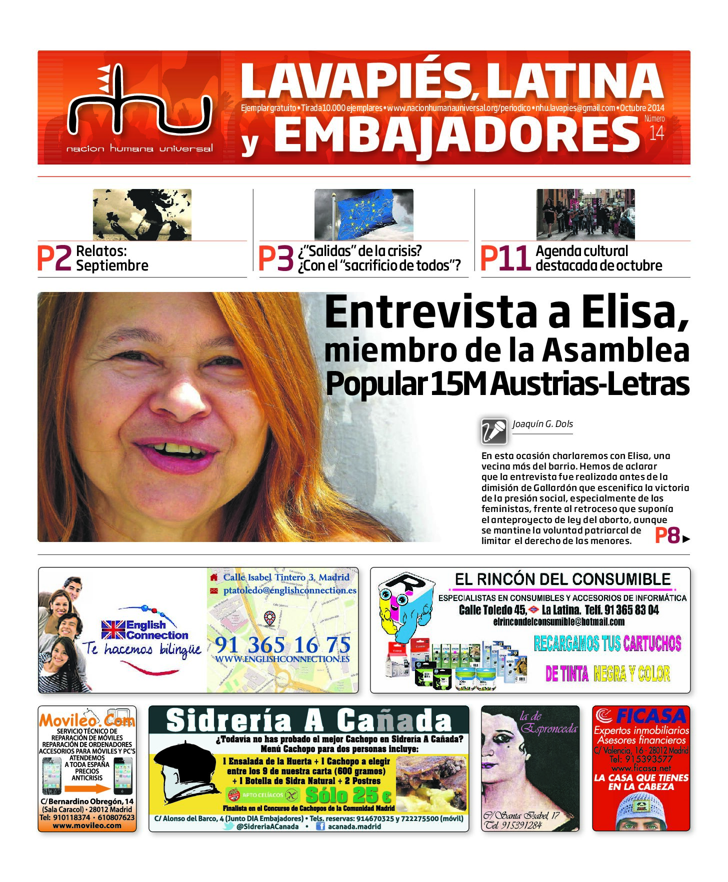 Portada del periódico Nación Humana Universal número 14 (2014)