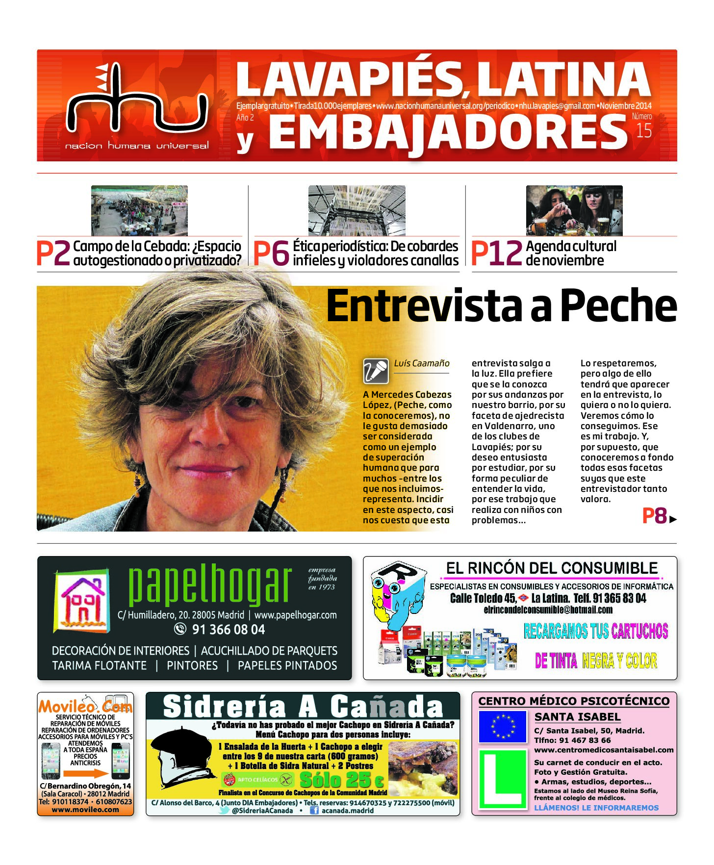 Portada del periódico Nación Humana Universal número 15 (2014)