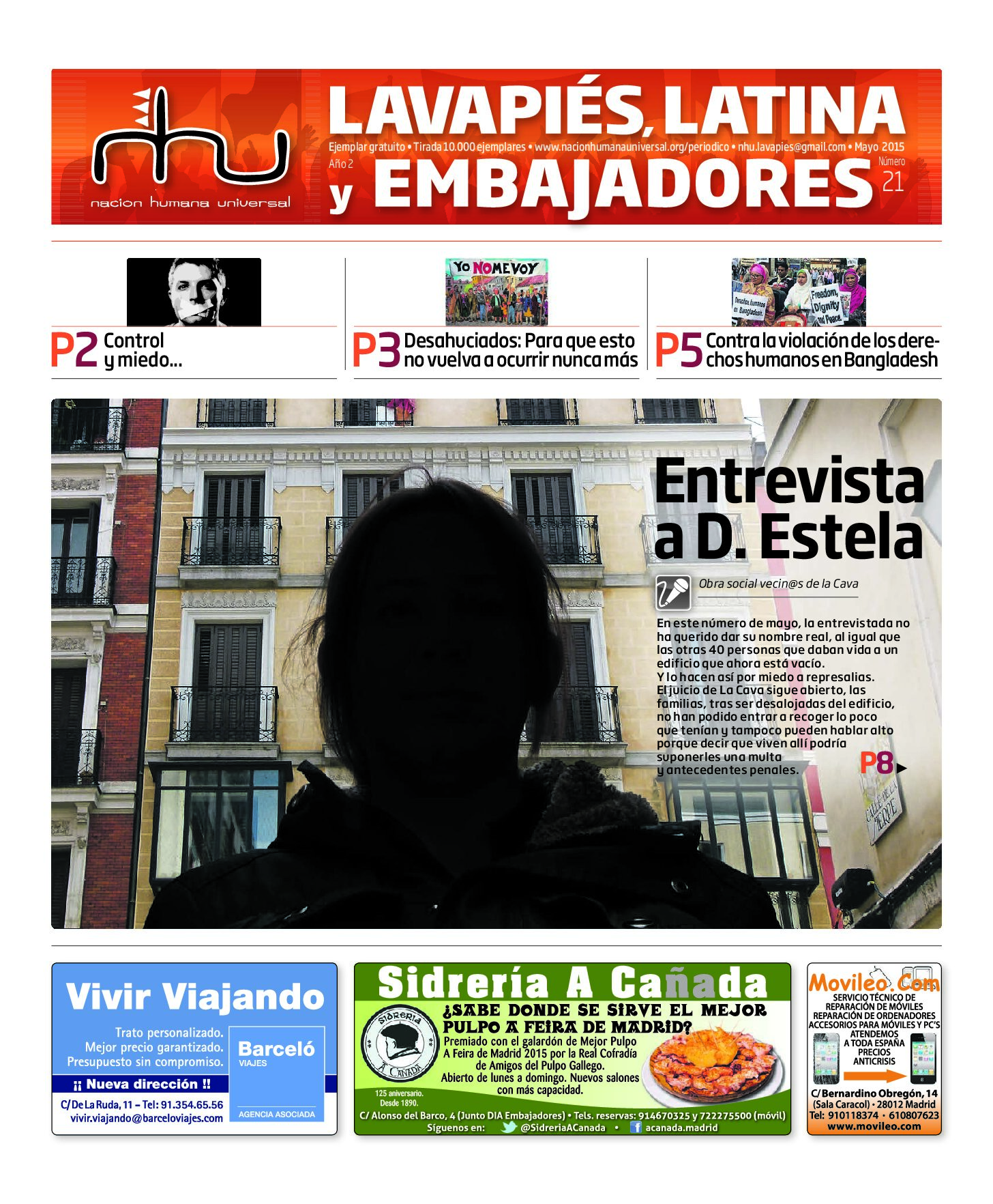 Portada del periódico Nación Humana Universal número 21 (2015)