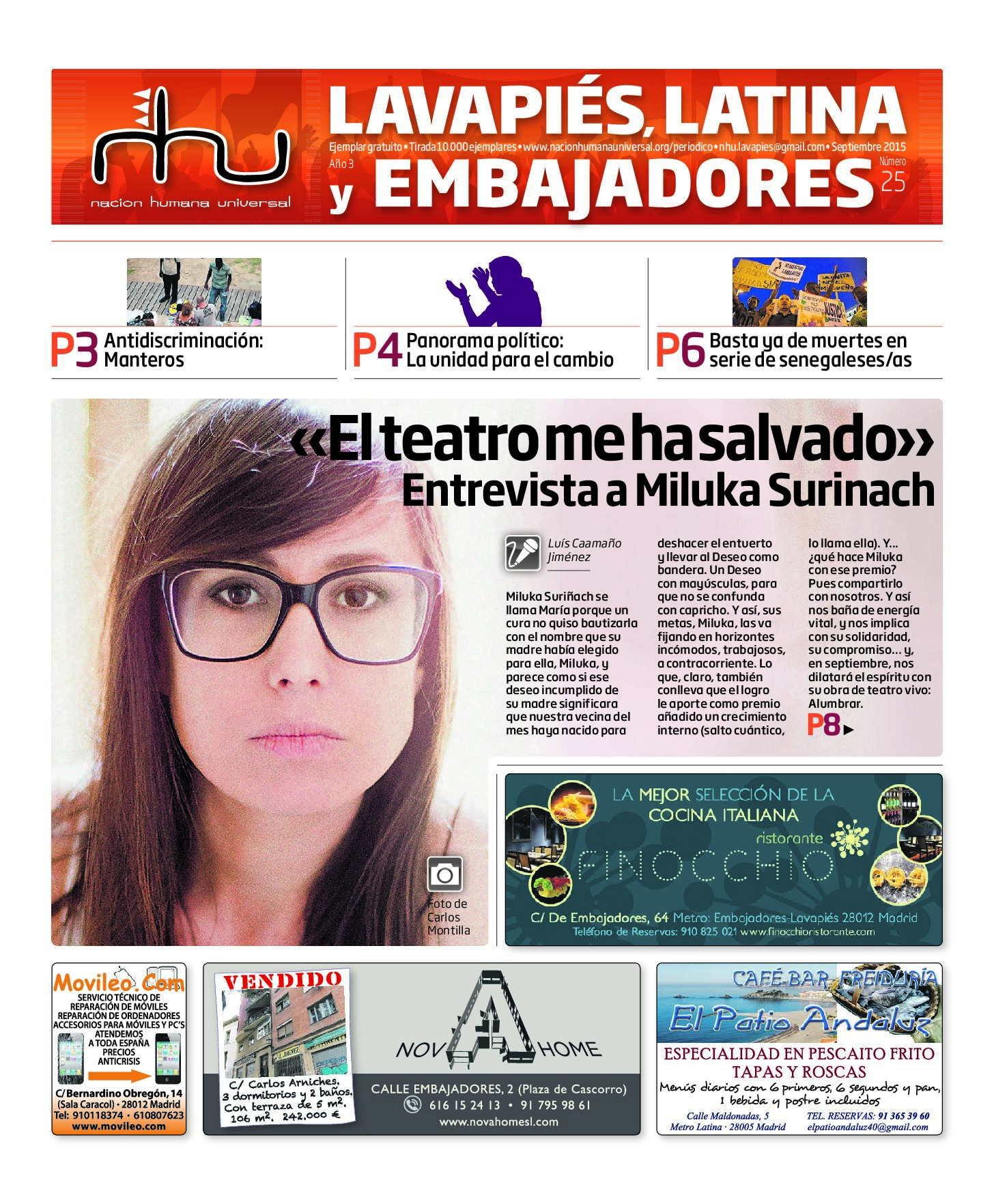 Portada del periódico Nación Humana Universal número 25 (2015)
