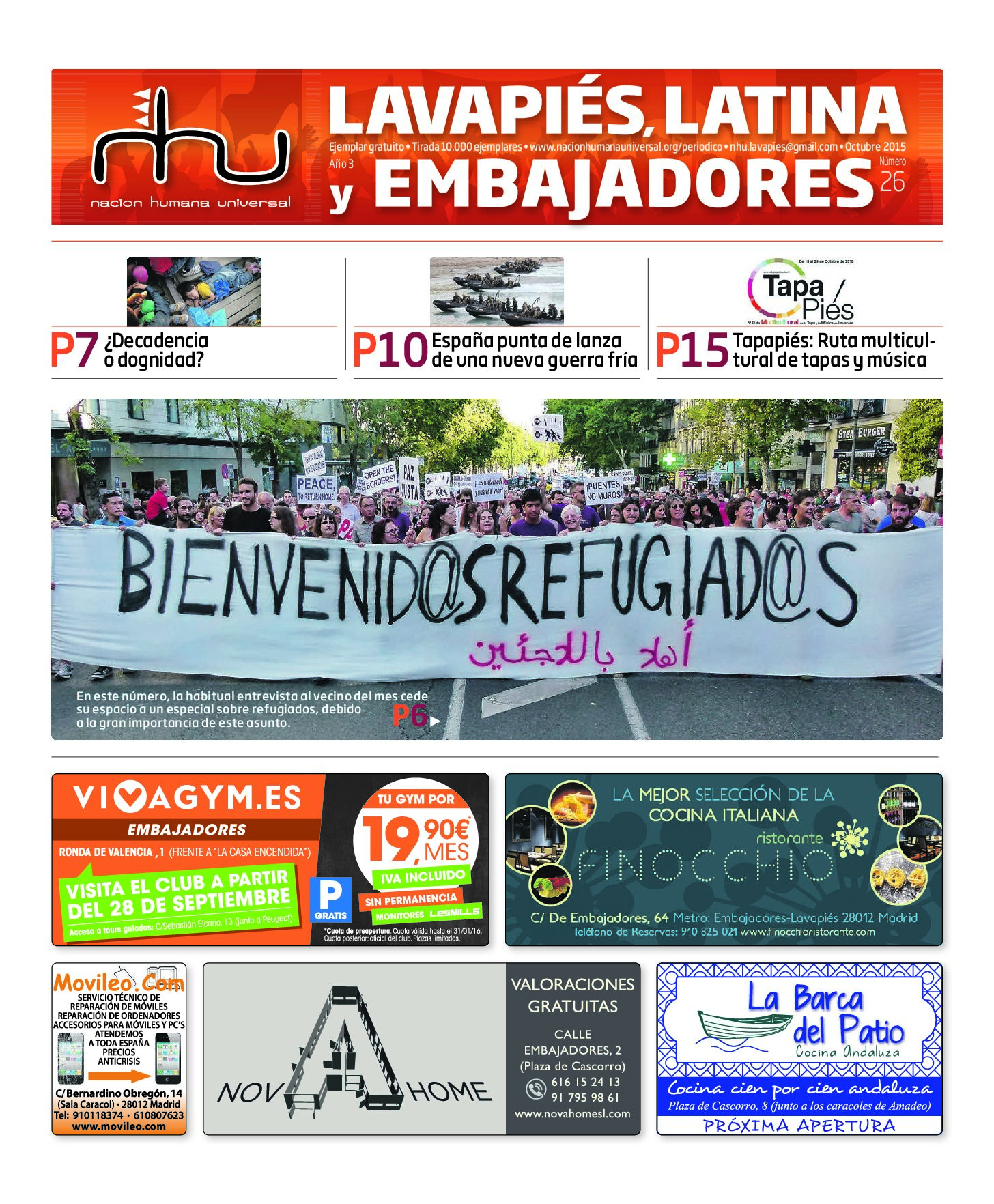 Portada del periódico Nación Humana Universal número 26 (2015)