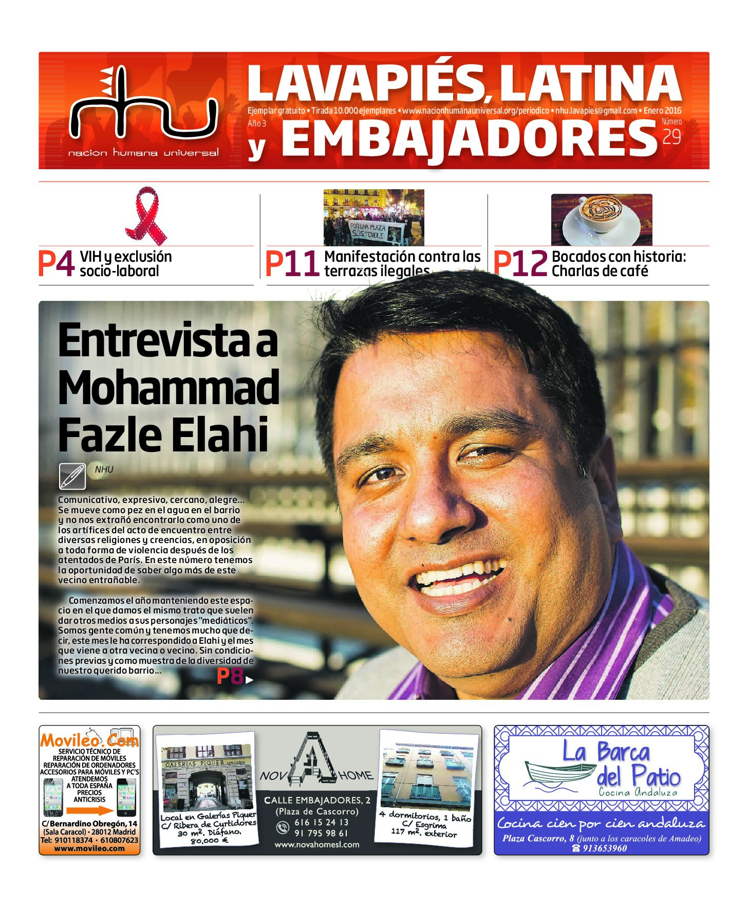 Portada del periódico Nación Humana Universal número 29 (2016)