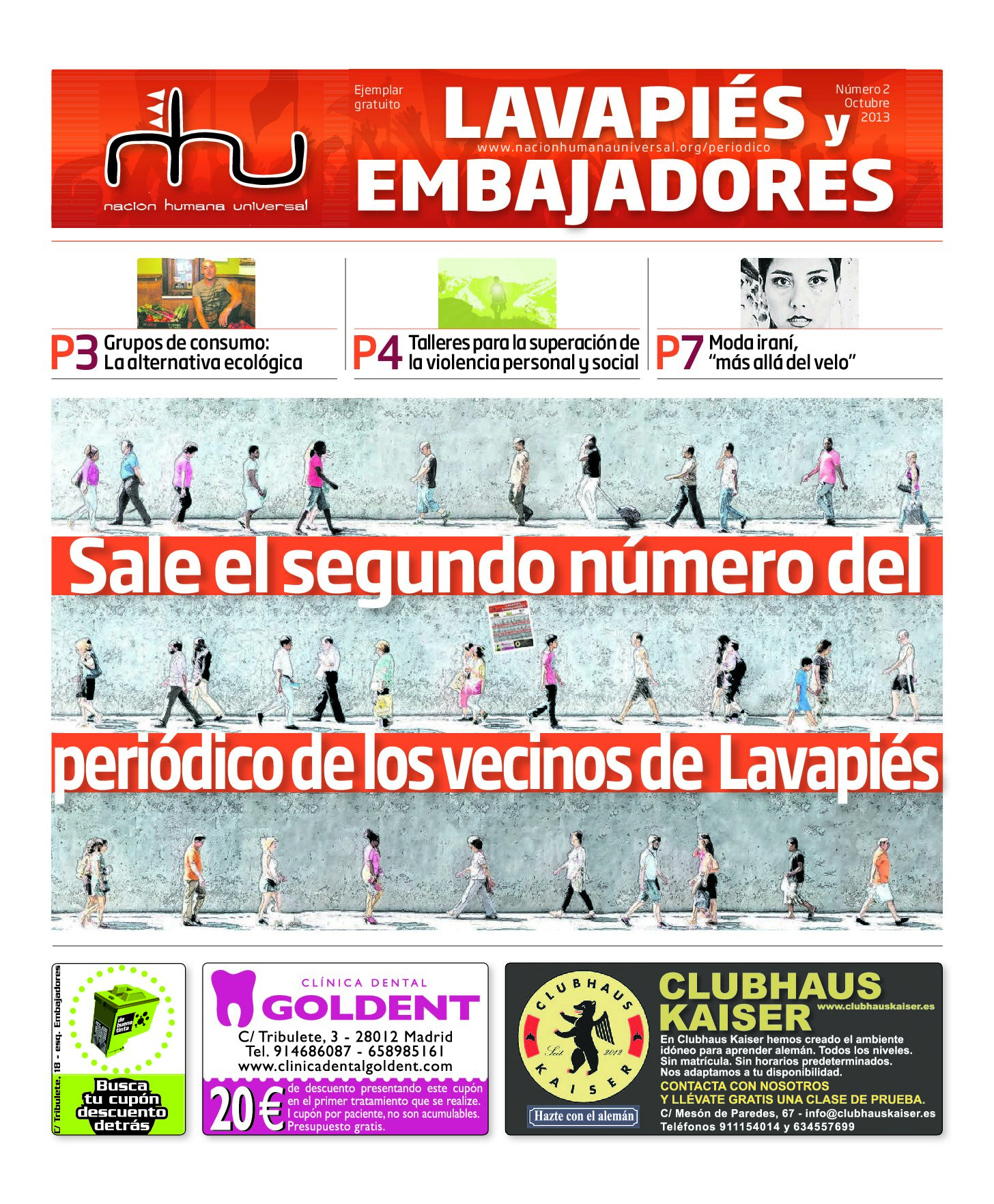 Portada del periódico Nación Humana Universal número 2 (2013)