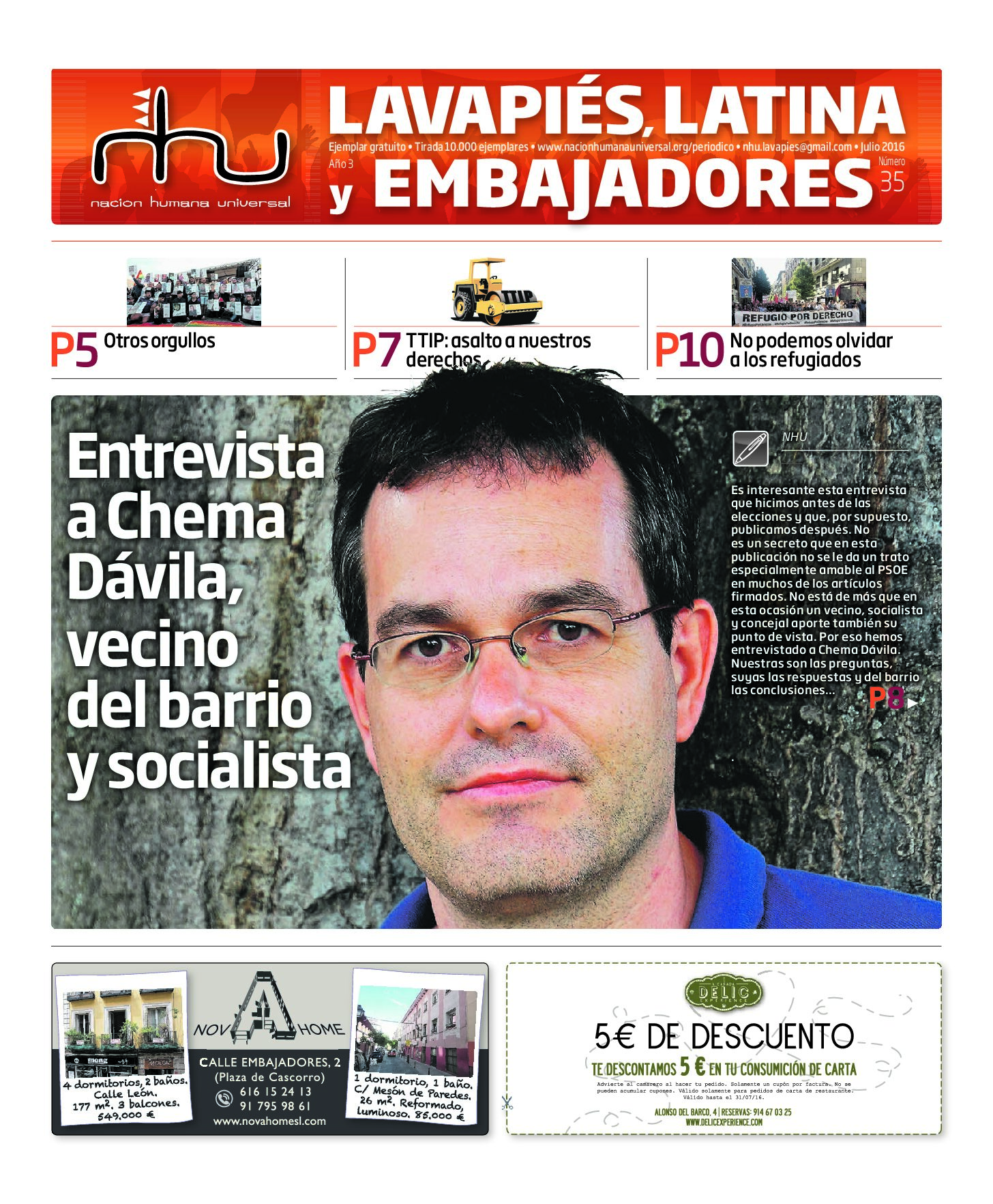 Portada del periódico Nación Humana Universal número 35 (2016)