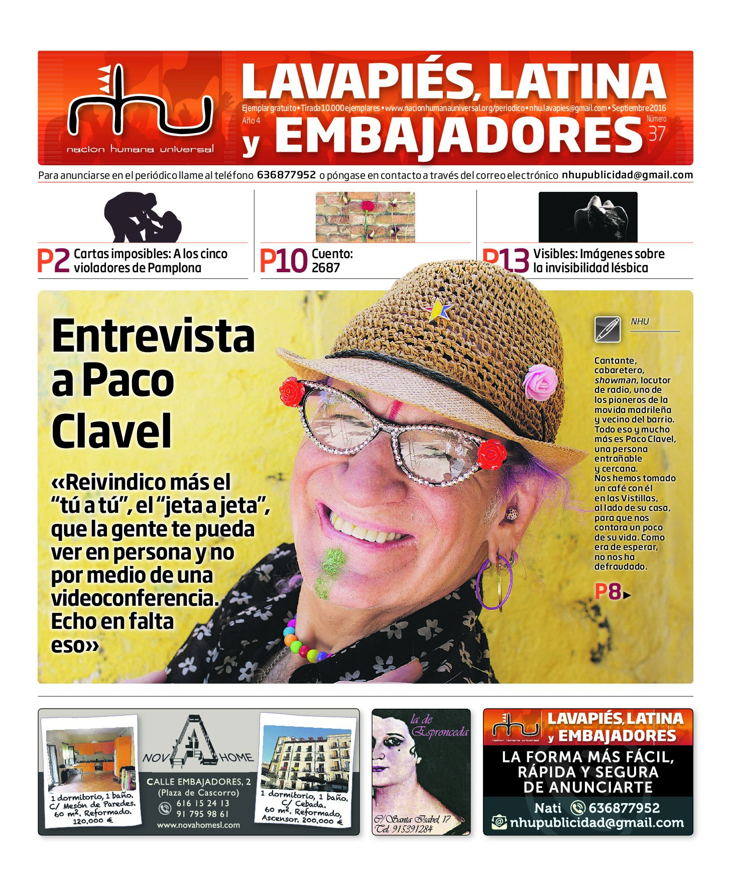 Portada del periódico Nación Humana Universal número 37 (2016)