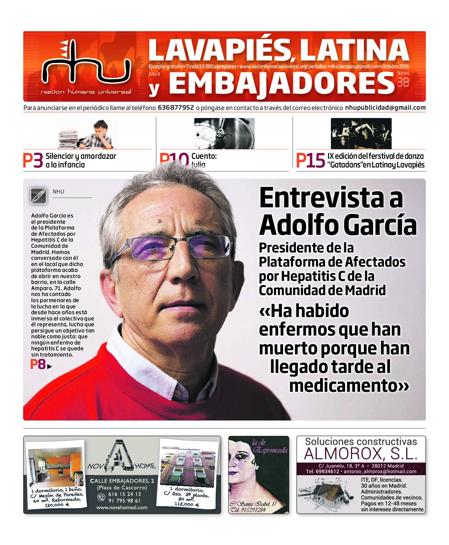 Portada del periódico Nación Humana Universal número 38 (2016)