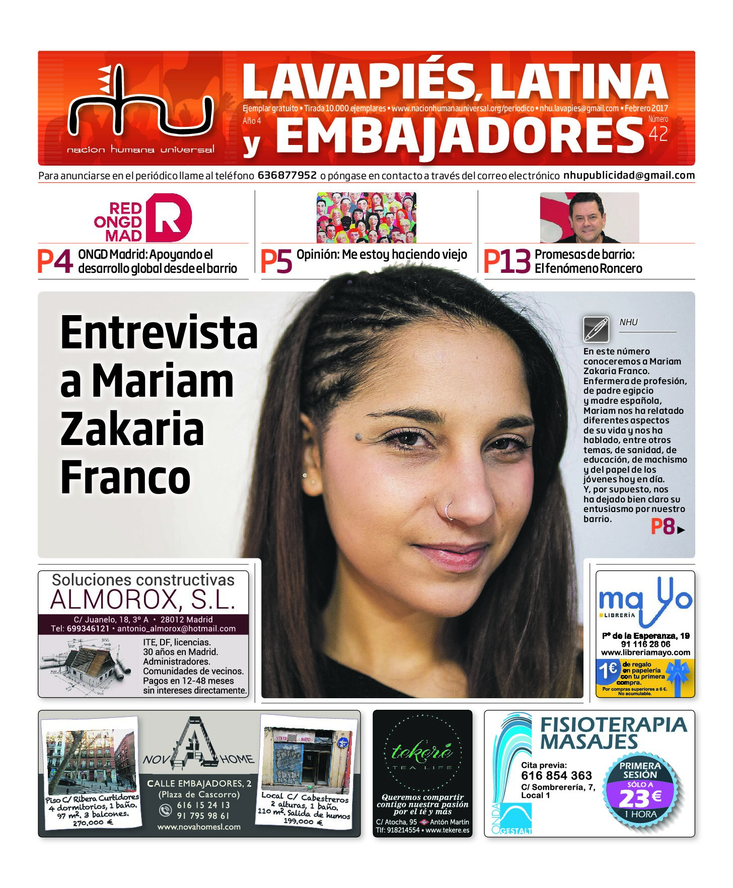 Portada del periódico Nación Humana Universal número 42 (2017)