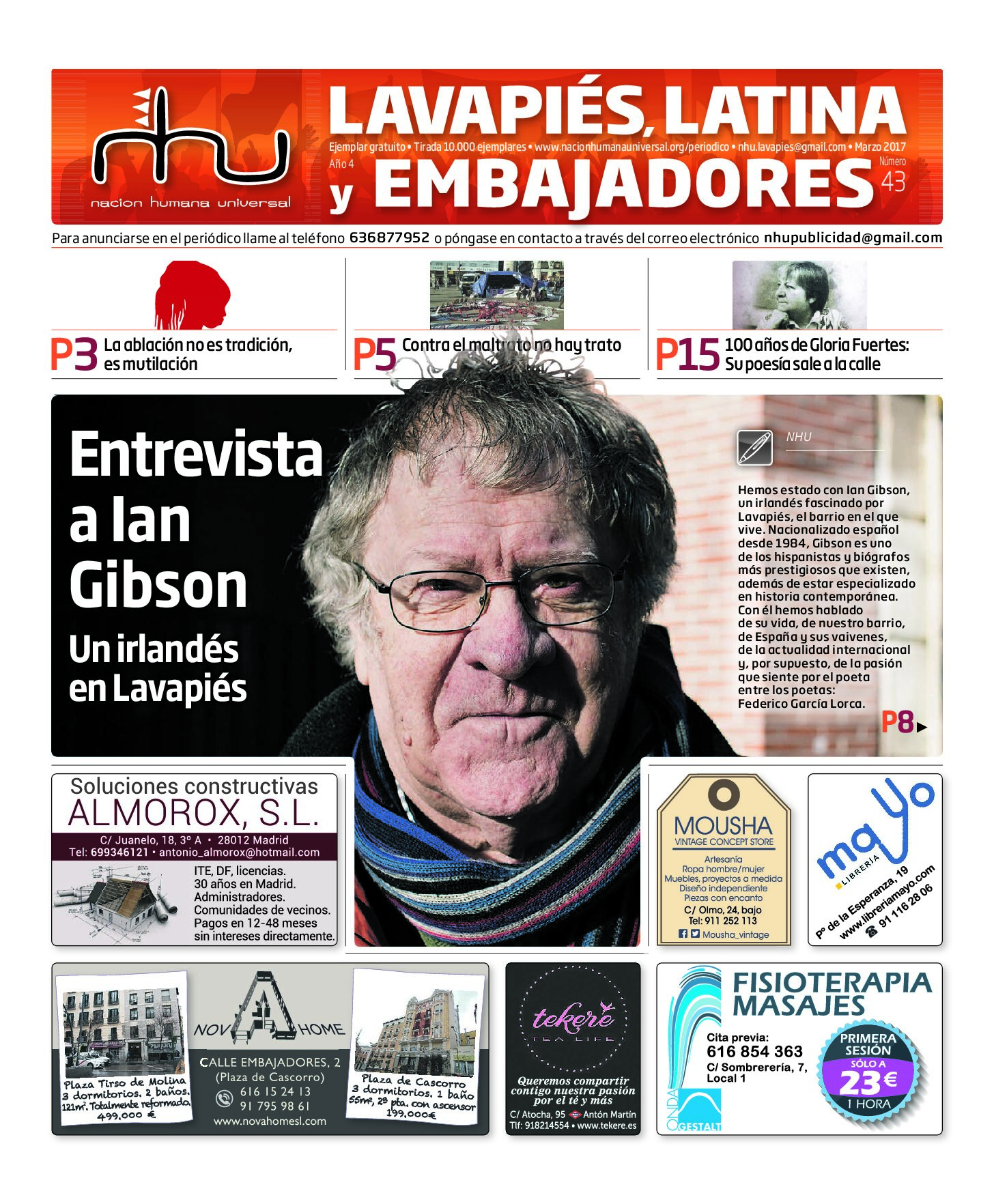 Portada del periódico Nación Humana Universal número 43 (2017)