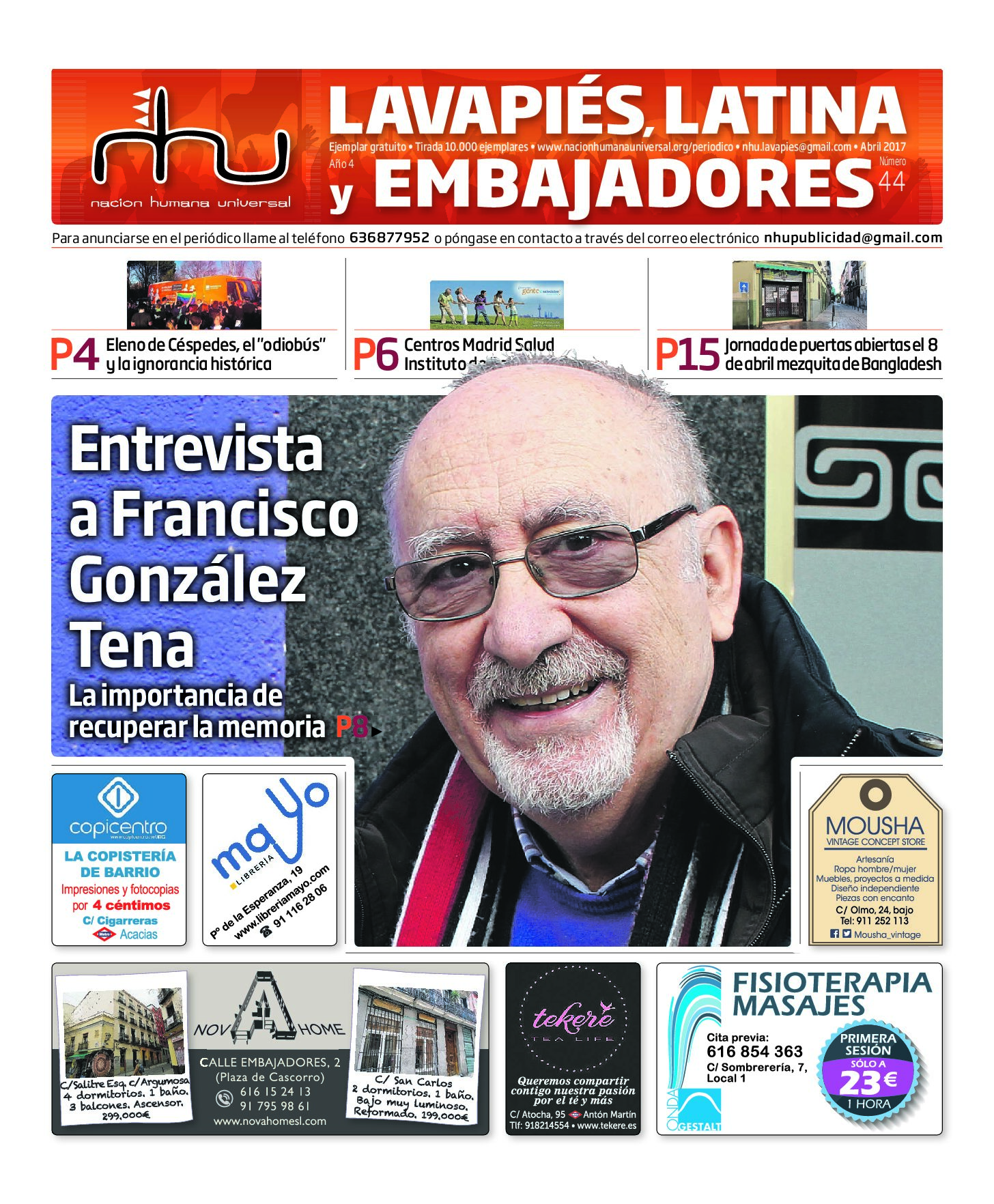 Portada del periódico Nación Humana Universal número 44 (2017)