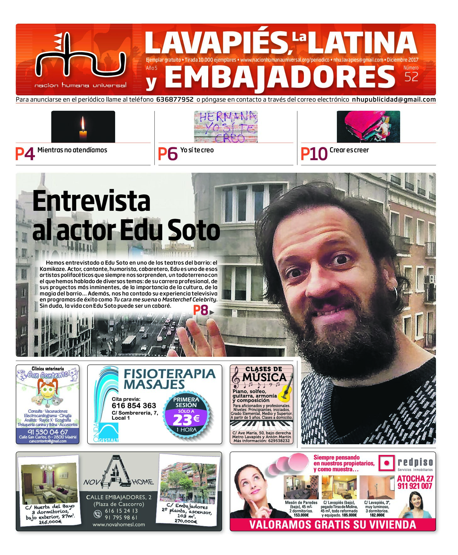 Portada del periódico Nación Humana Universal número 52 (2017)