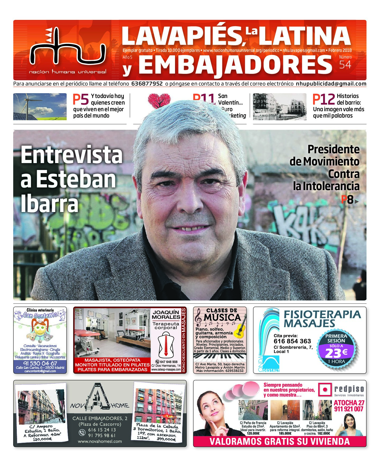Portada del periódico Nación Humana Universal número 54 (2018)