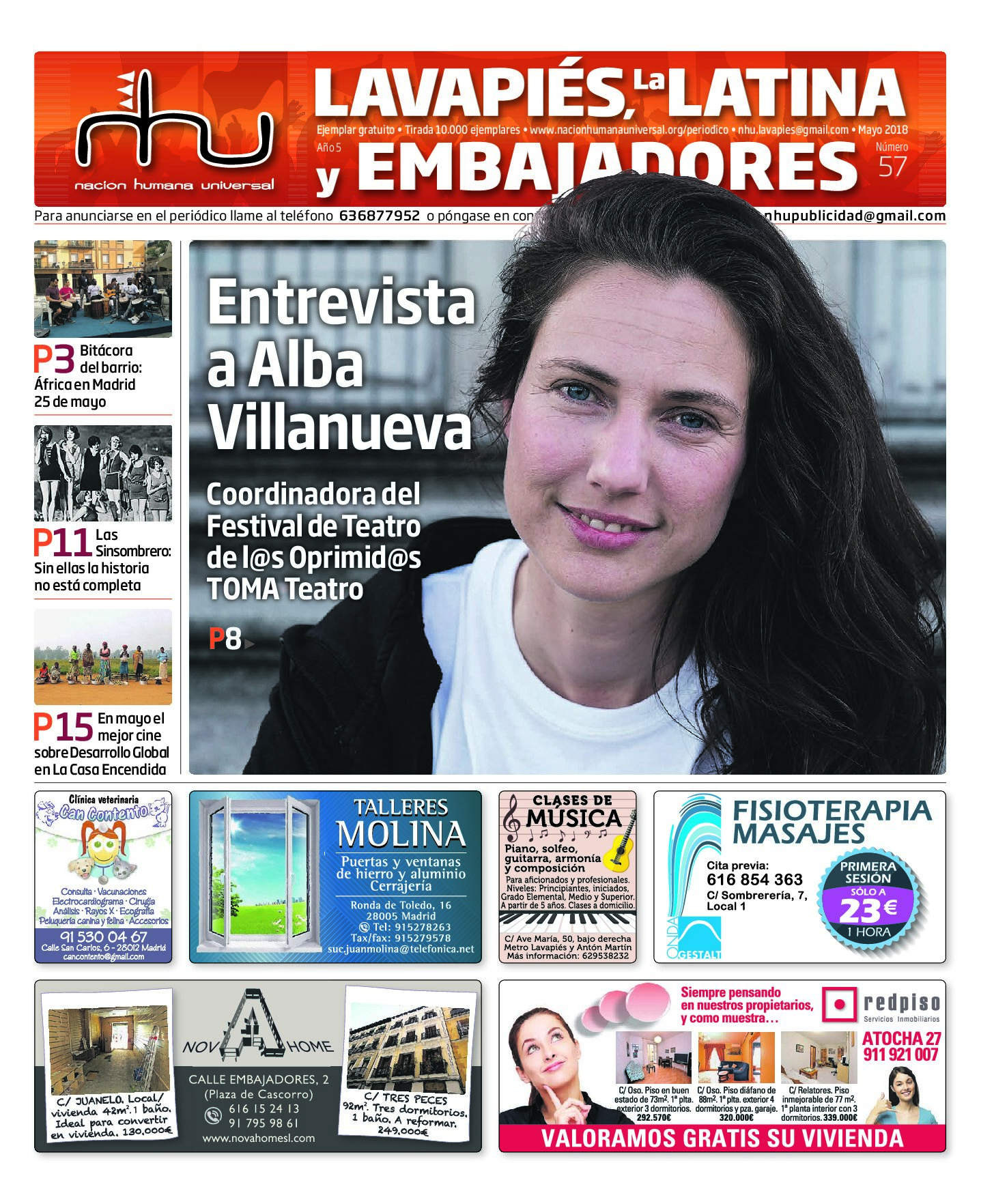 Portada del periódico Nación Humana Universal número 57 (2018)