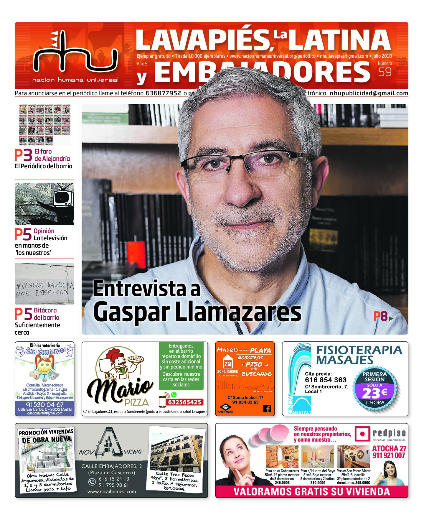 Portada del periódico Nación Humana Universal número 59 (2018)