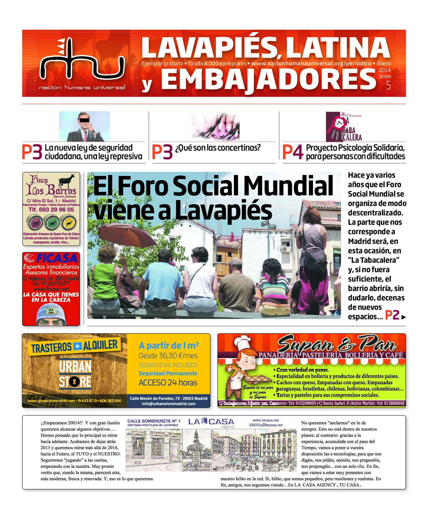 Portada del periódico Nación Humana Universal número 5 (2014)