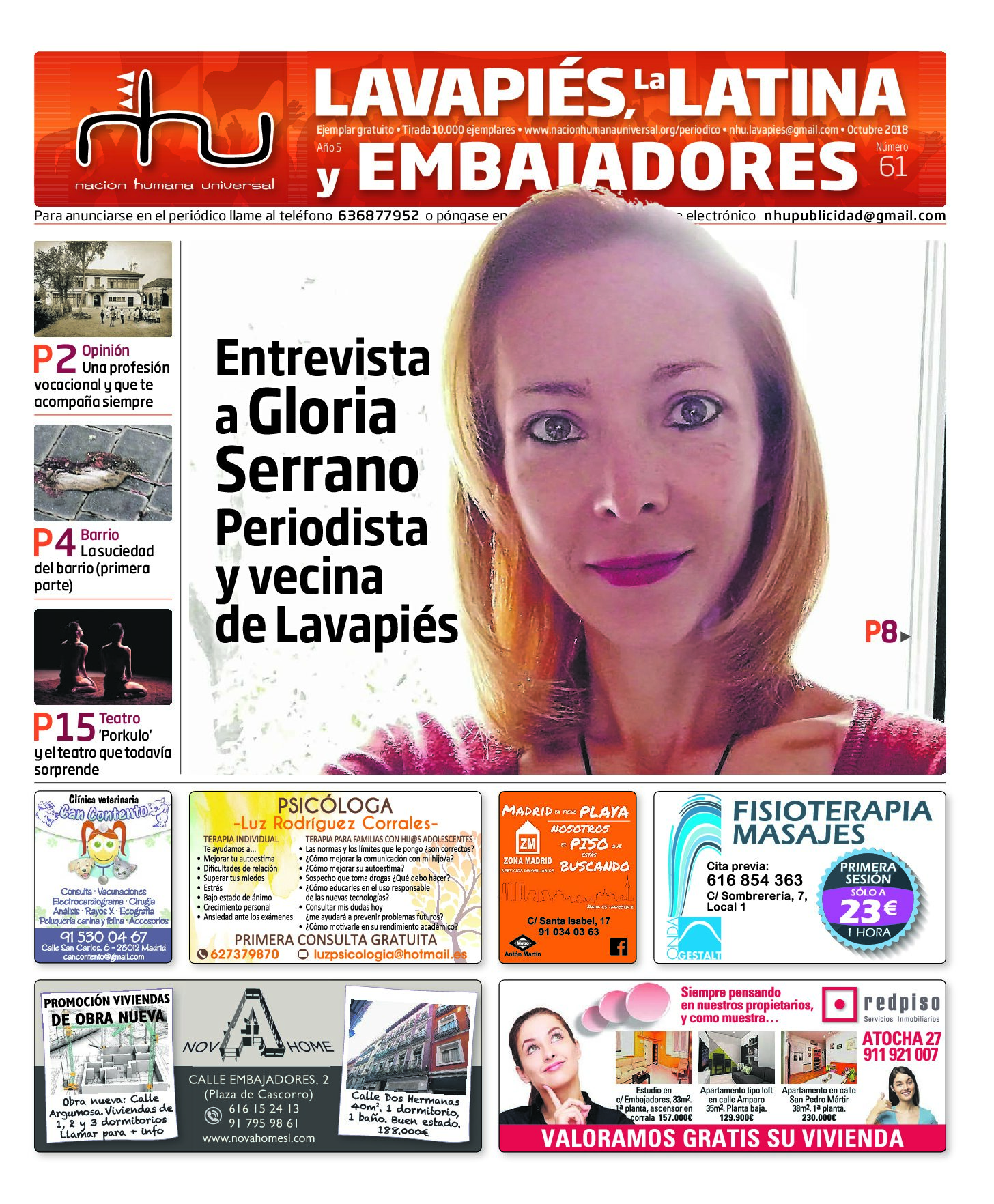 Portada del periódico Nación Humana Universal número 61 (2018)