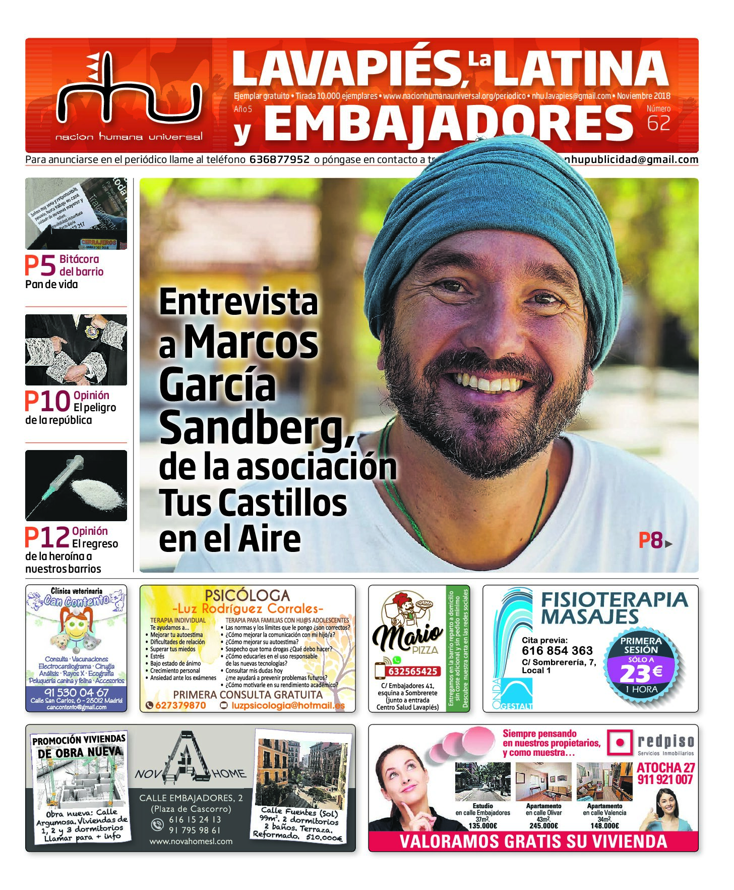 Portada del periódico Nación Humana Universal número 62 (2018)