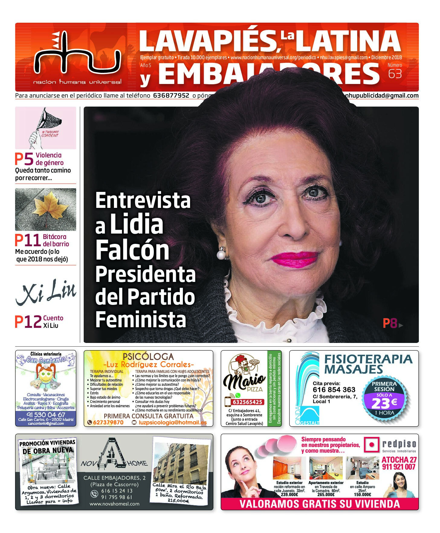 Portada del periódico Nación Humana Universal número 63 (2018)