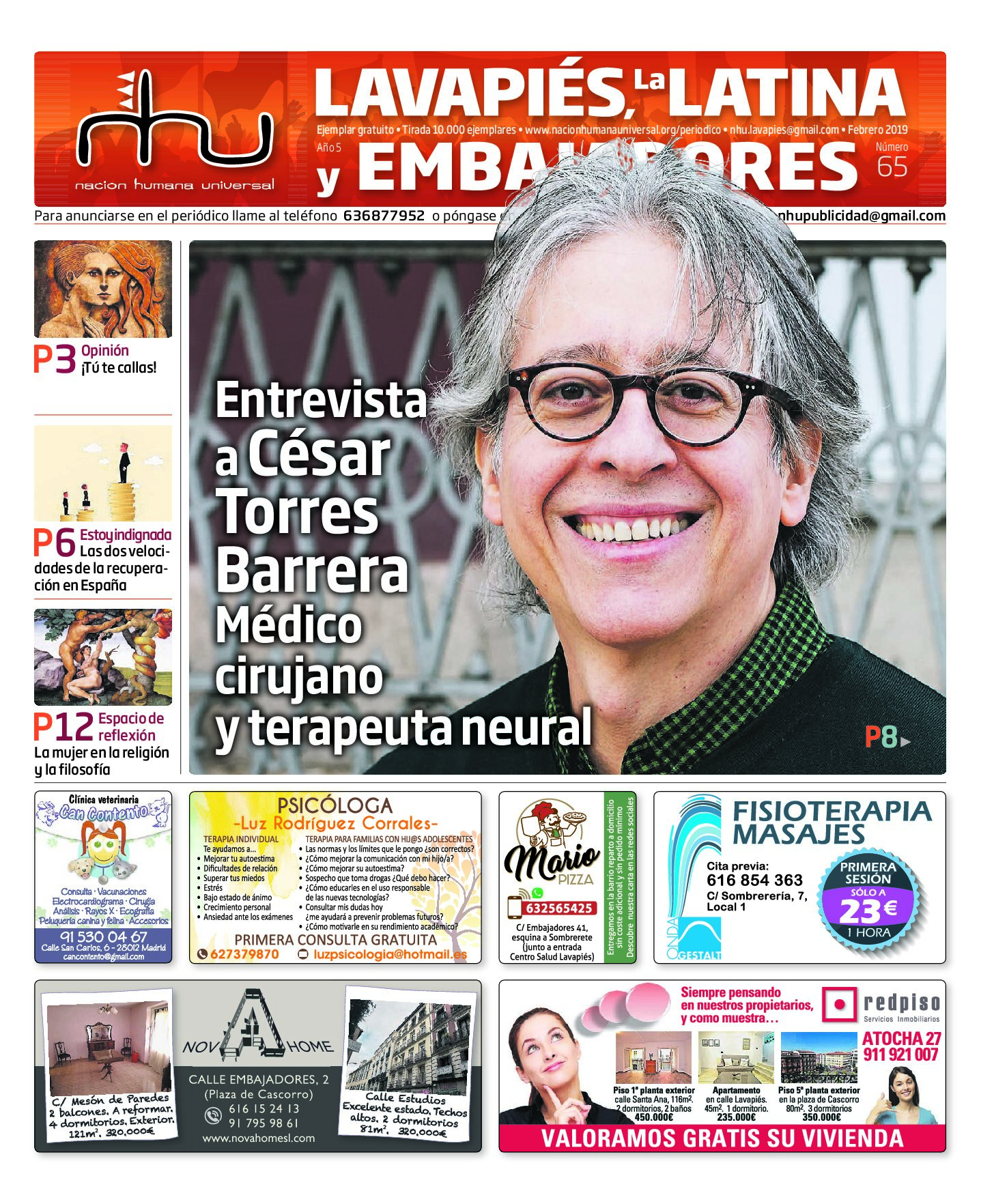 Portada del periódico Nación Humana Universal número 65 (2019)
