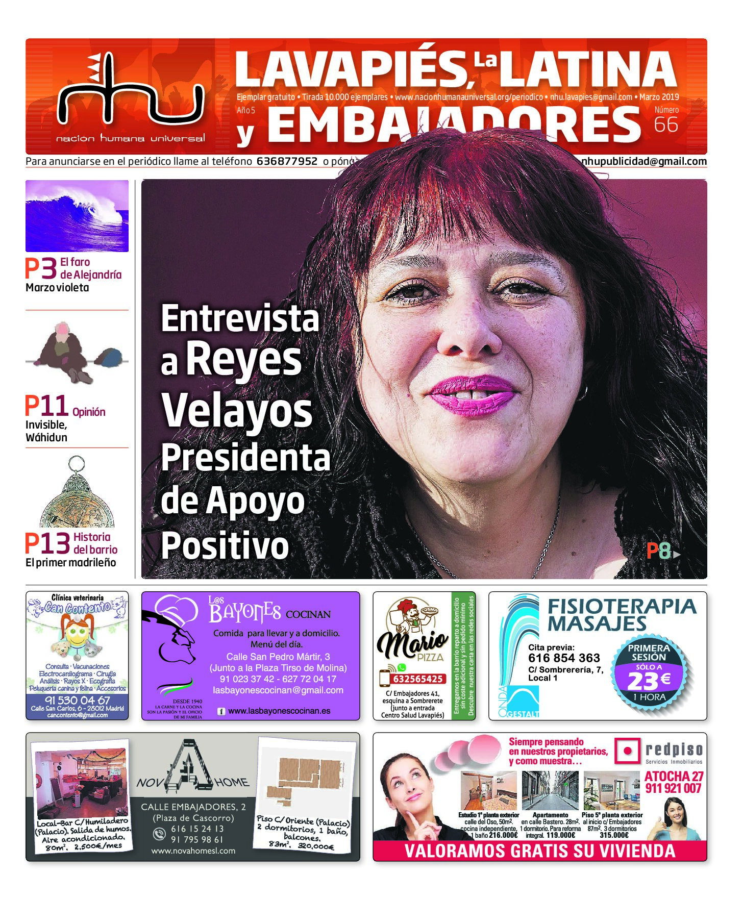 Portada del periódico Nación Humana Universal número 66 (2019)