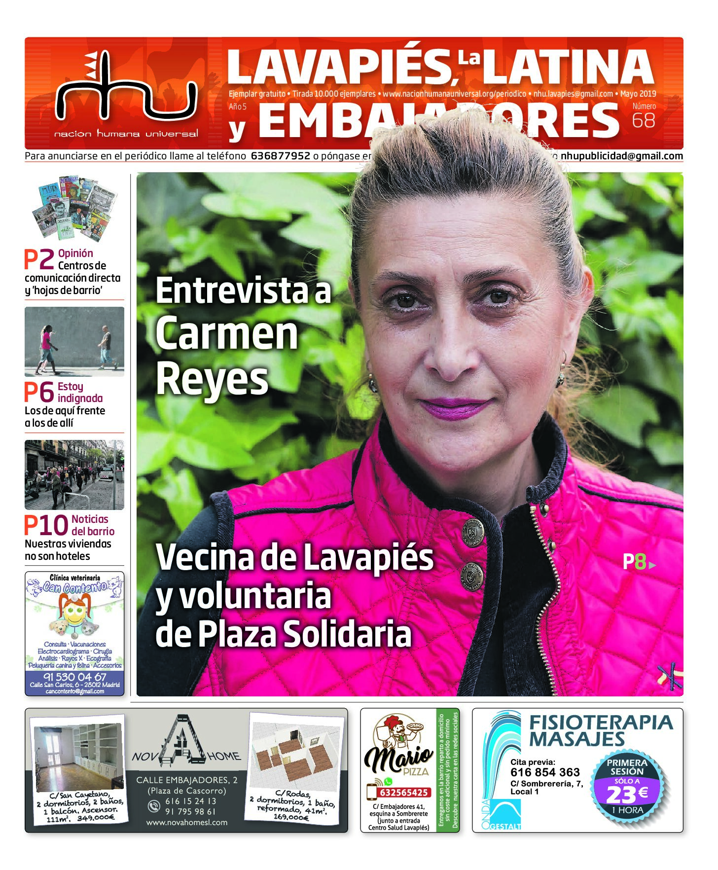 Portada del periódico Nación Humana Universal número 68 (2019)