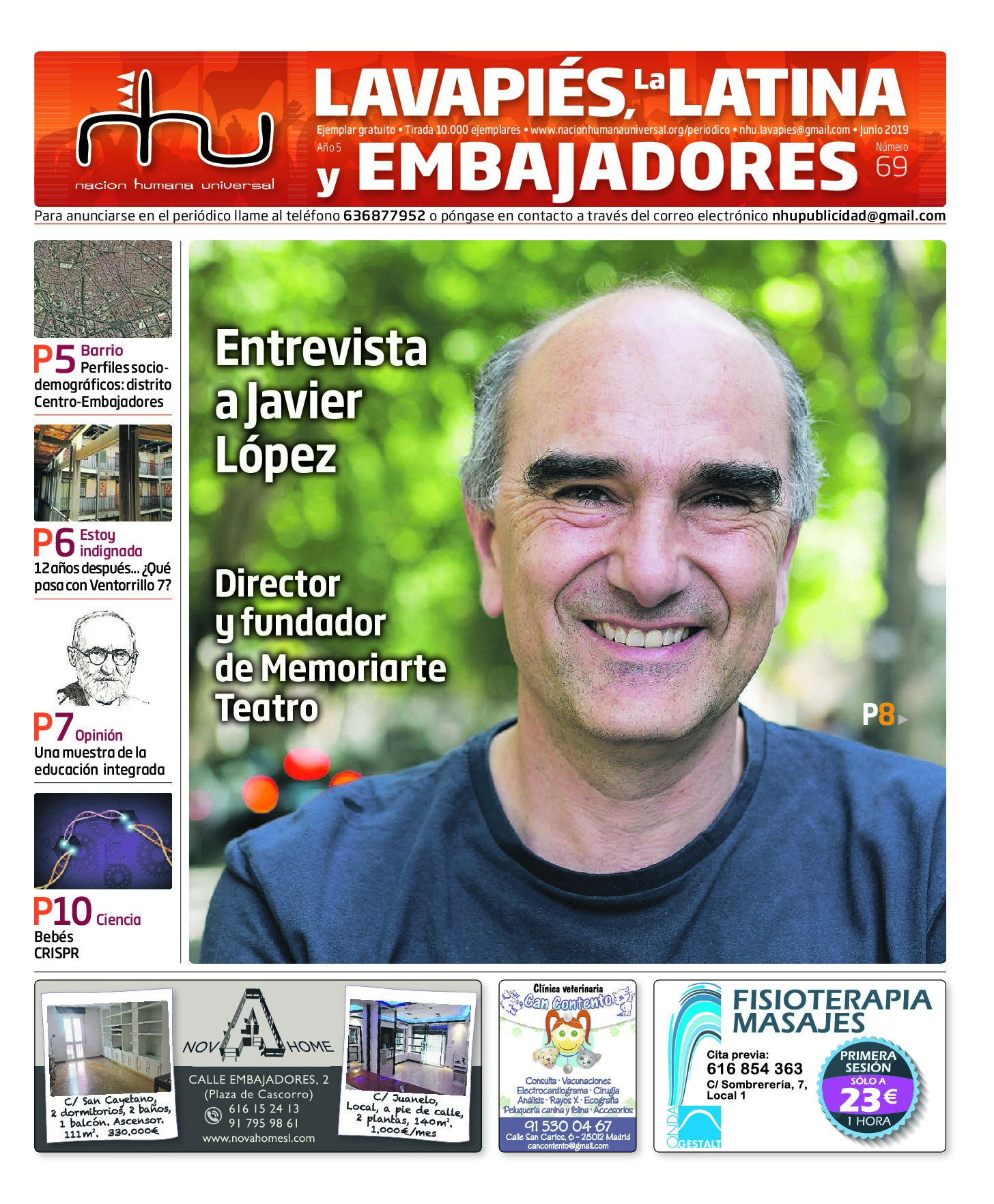 Portada del periódico Nación Humana Universal número 69 (2019)