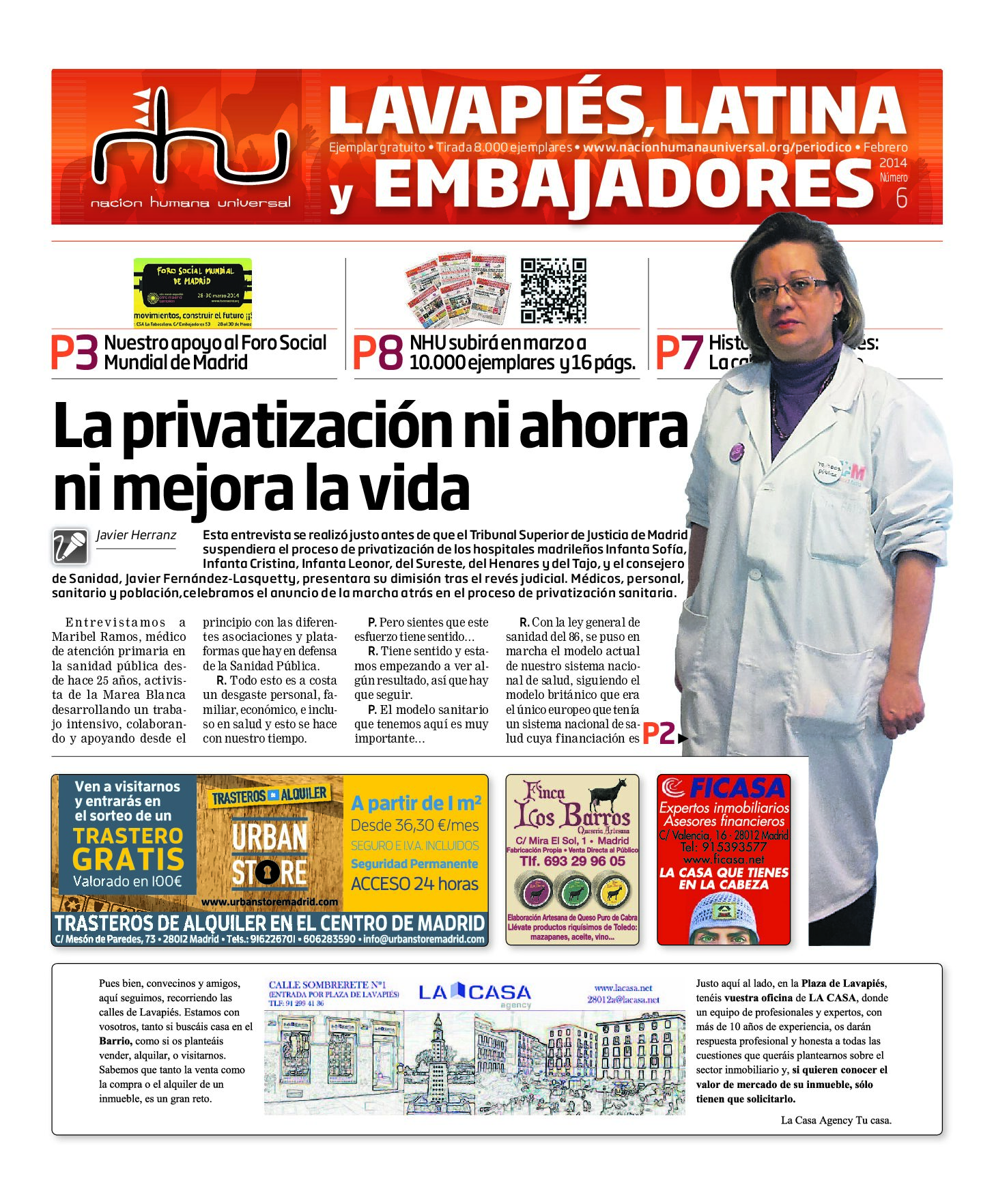 Portada del periódico Nación Humana Universal número 6 (2014)