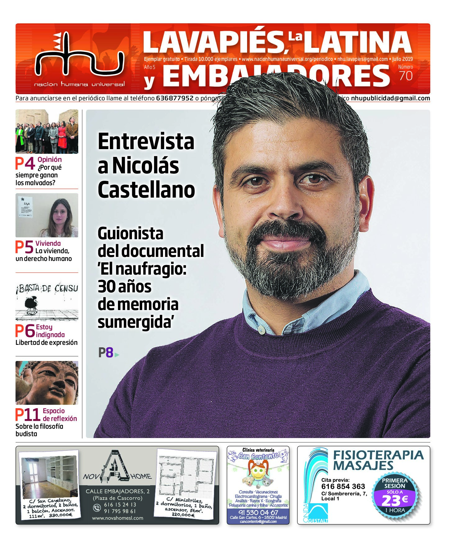 Portada del periódico Nación Humana Universal número 70 (2019)