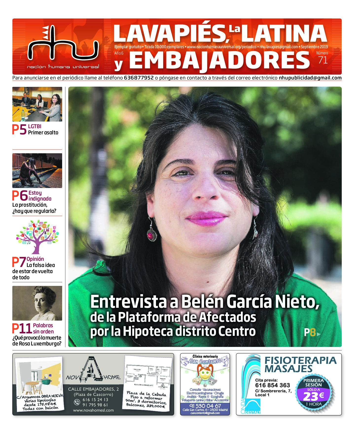 Portada del periódico Nación Humana Universal número 71 (2019)