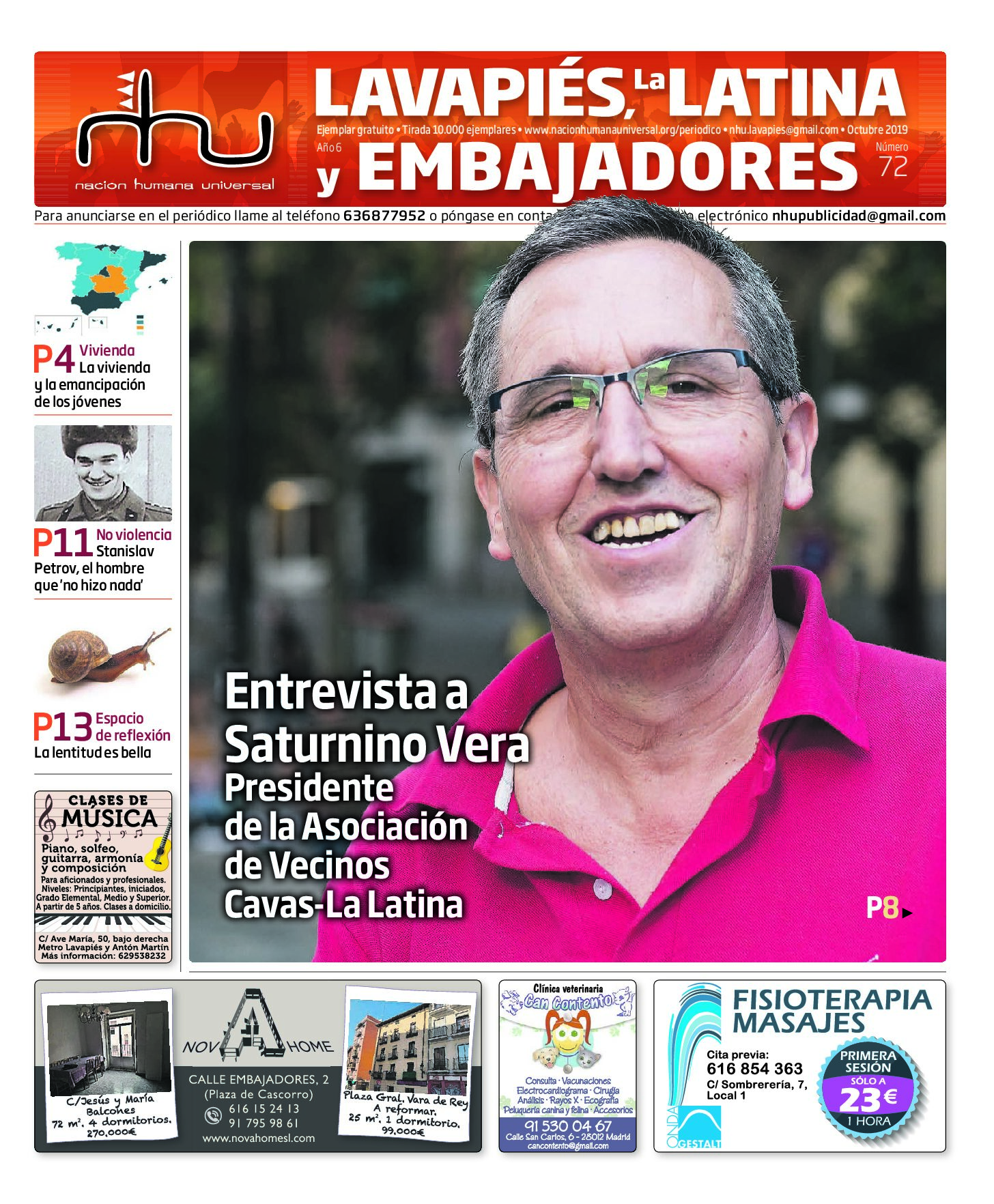 Portada del periódico Nación Humana Universal número 72 (2019)