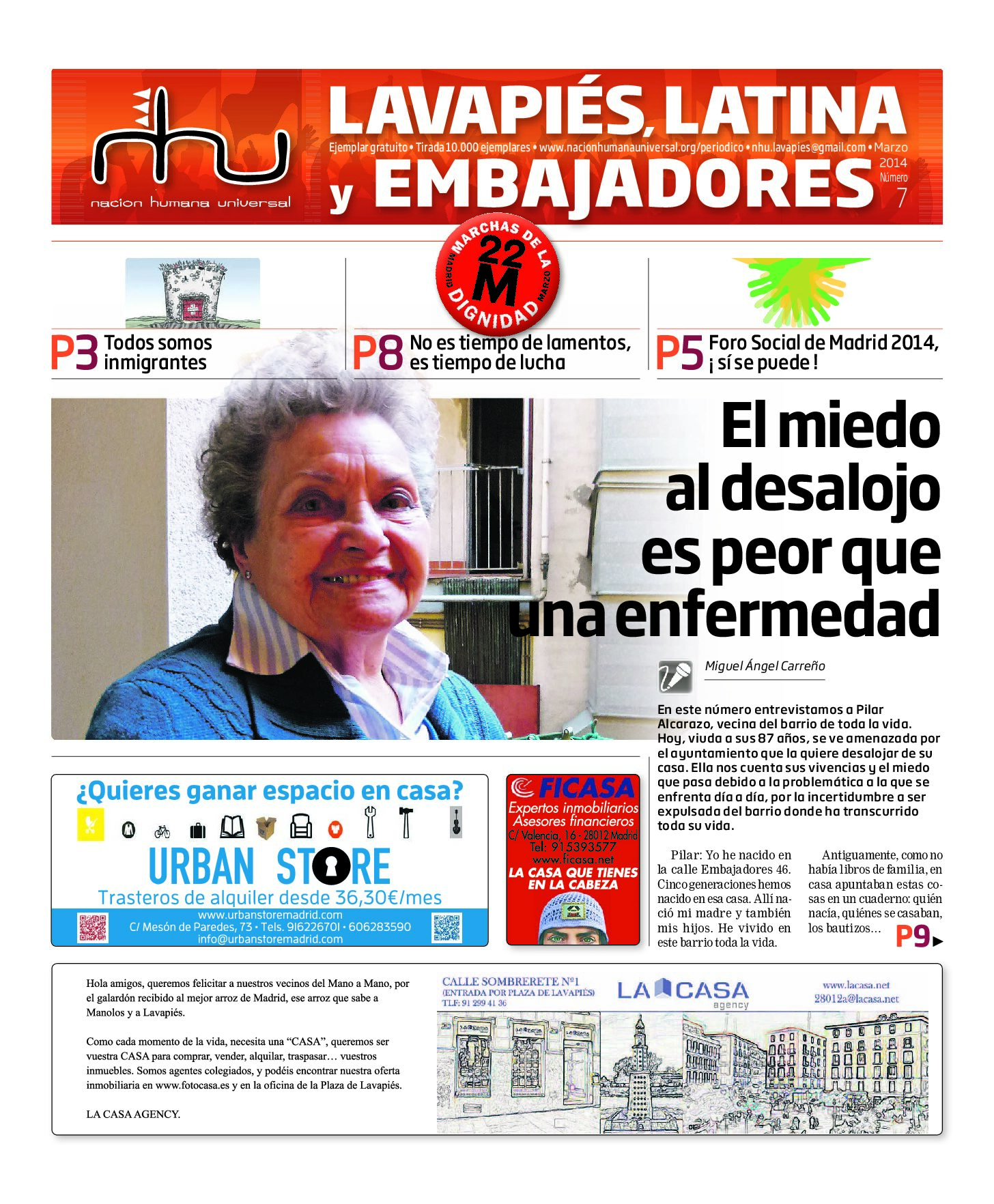 Portada del periódico Nación Humana Universal número 7 (2014)