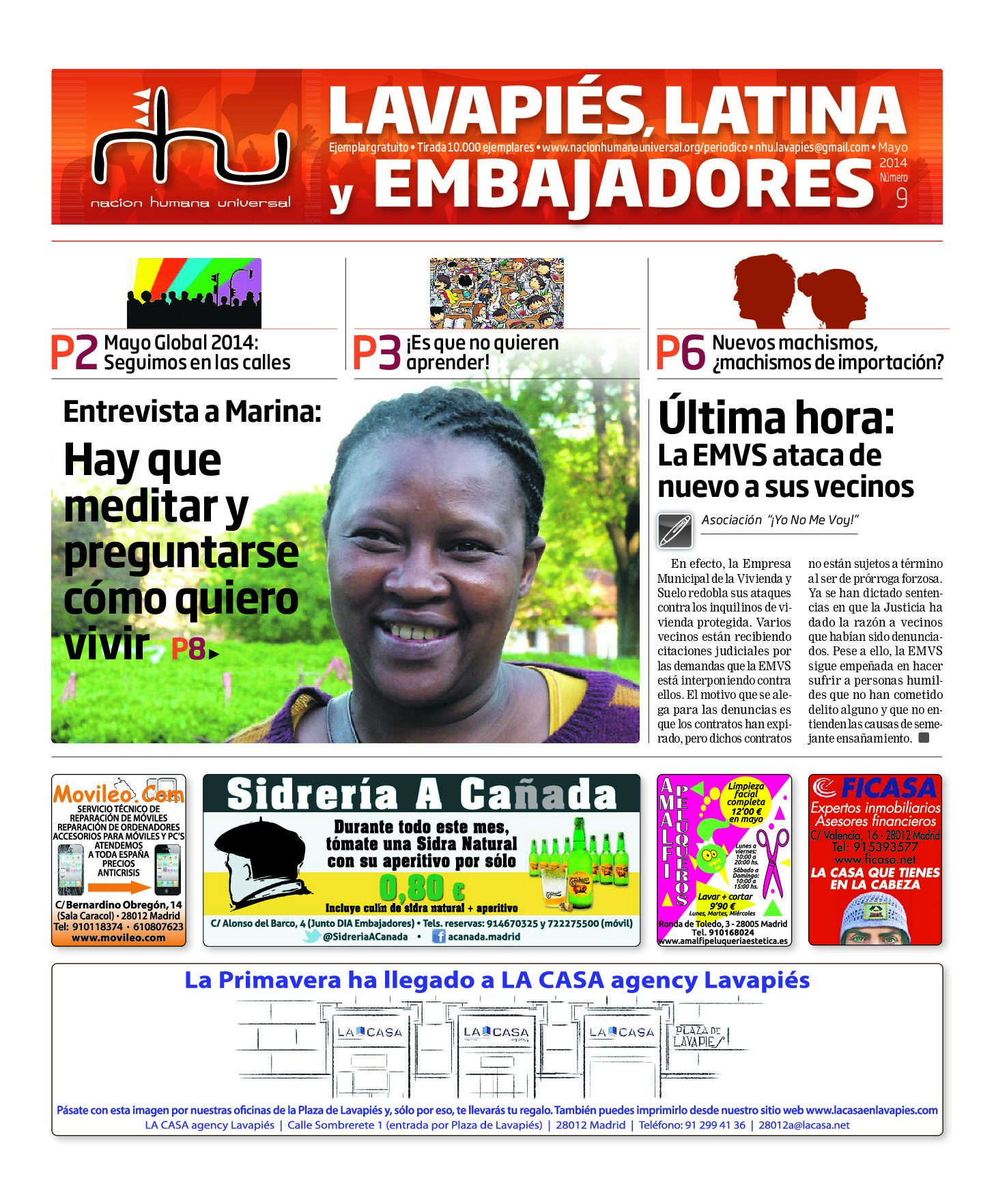 Portada del periódico Nación Humana Universal número 9 (2014)