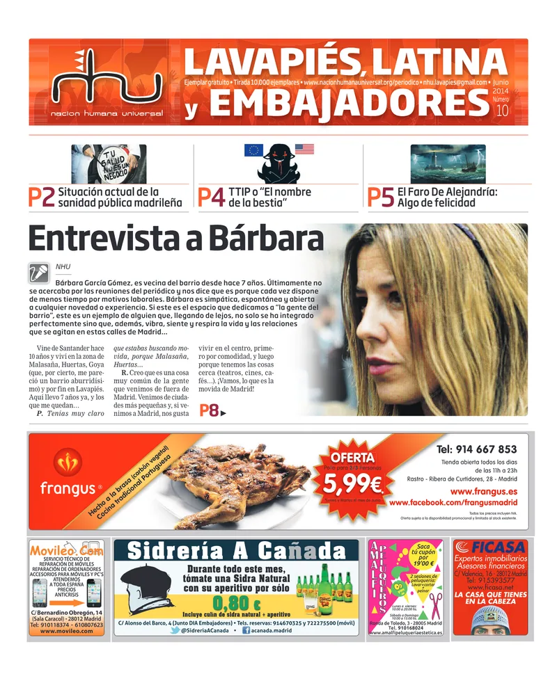 Portada del periódico Nación Humana Universal número 10