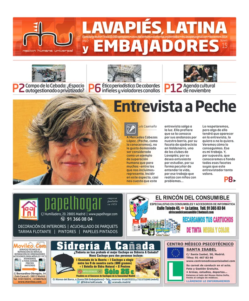 Portada del periódico Nación Humana Universal número 15