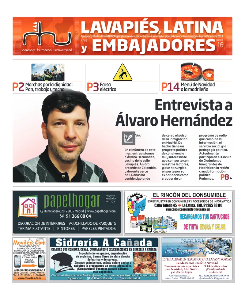 Portada del periódico Nación Humana Universal número 16