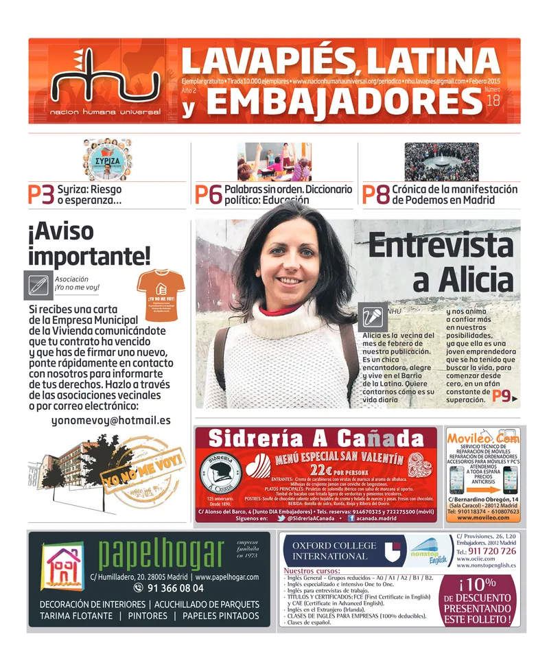 Portada del periódico Nación Humana Universal número 18