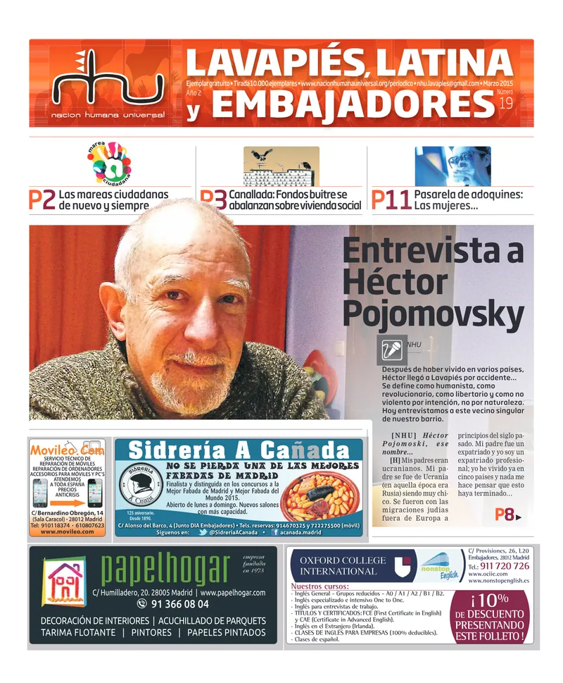 Portada del periódico Nación Humana Universal número 19