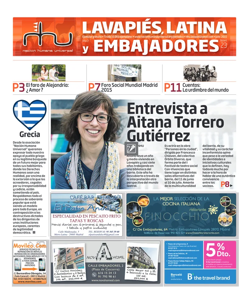 Portada del periódico Nación Humana Universal número 23