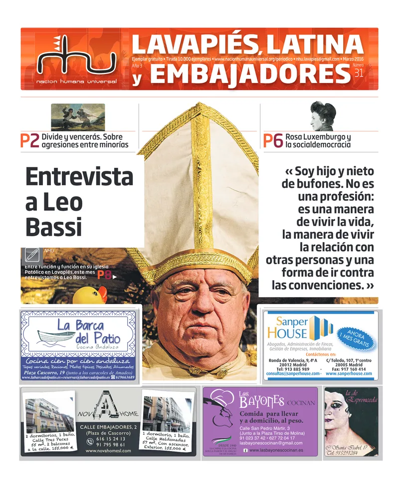 Portada del periódico Nación Humana Universal número 31