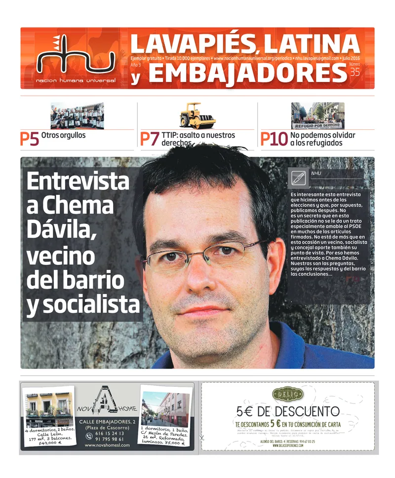Portada del periódico Nación Humana Universal número 35