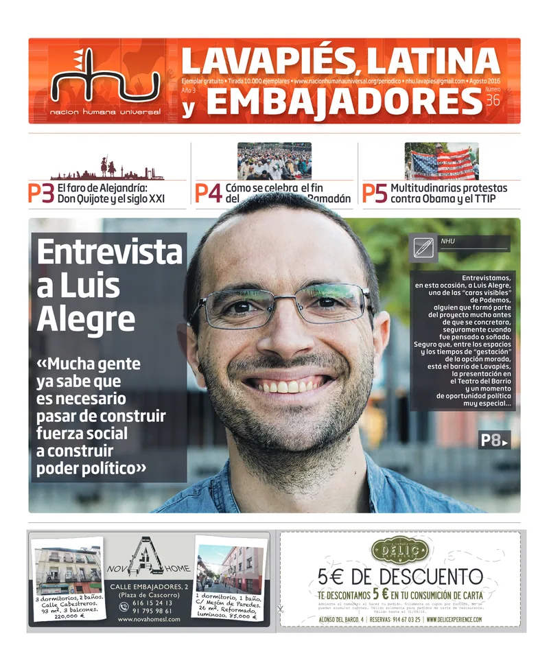 Portada del periódico Nación Humana Universal número 36