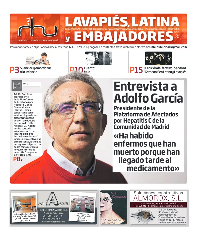 Portada del periódico Nación Humana Universal número 38