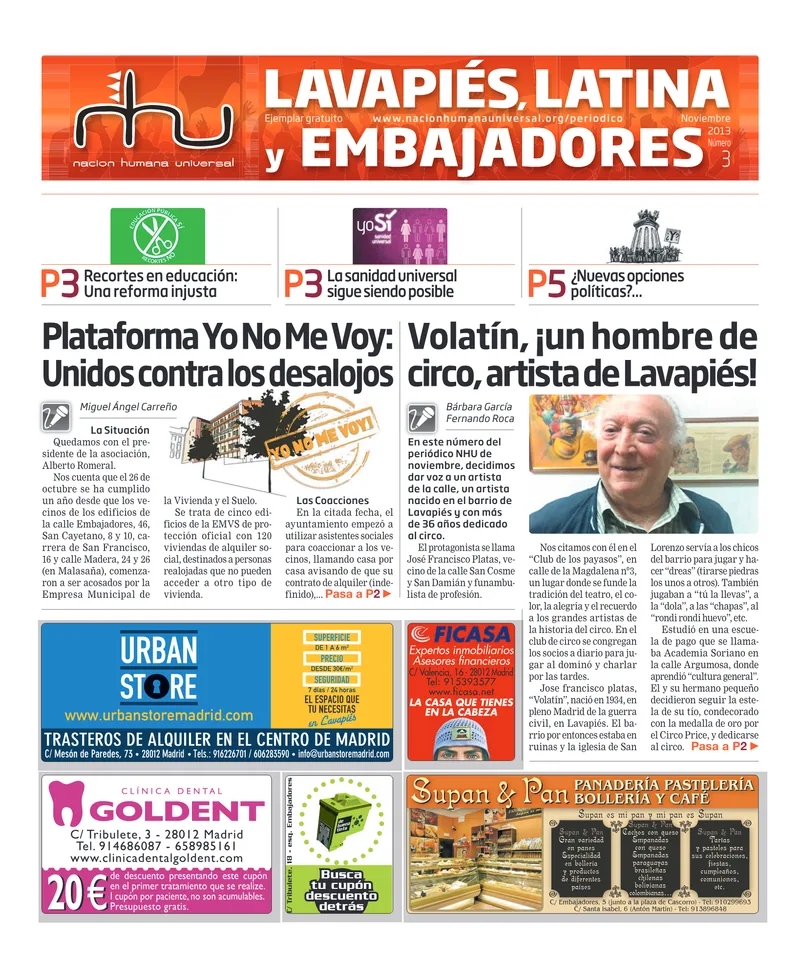 Portada del periódico Nación Humana Universal número 3