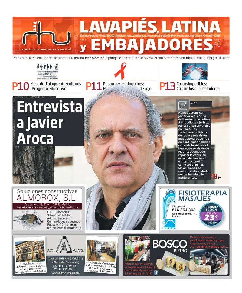 Portada del periódico Nación Humana Universal número 40