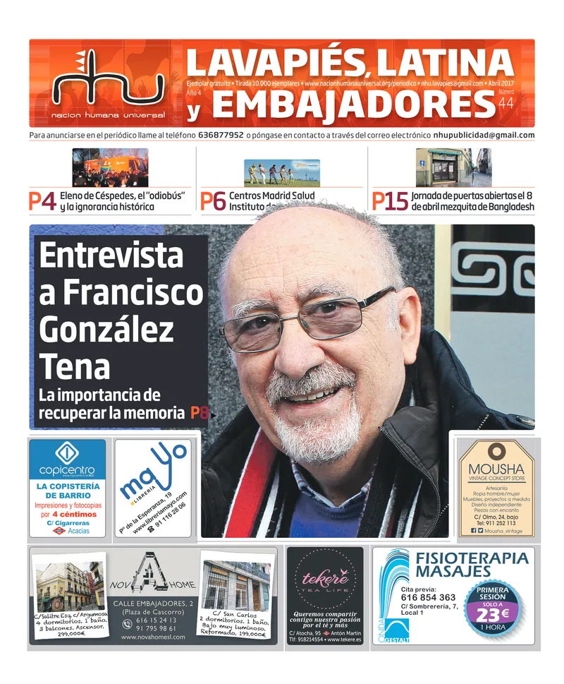 Portada del periódico Nación Humana Universal número 44