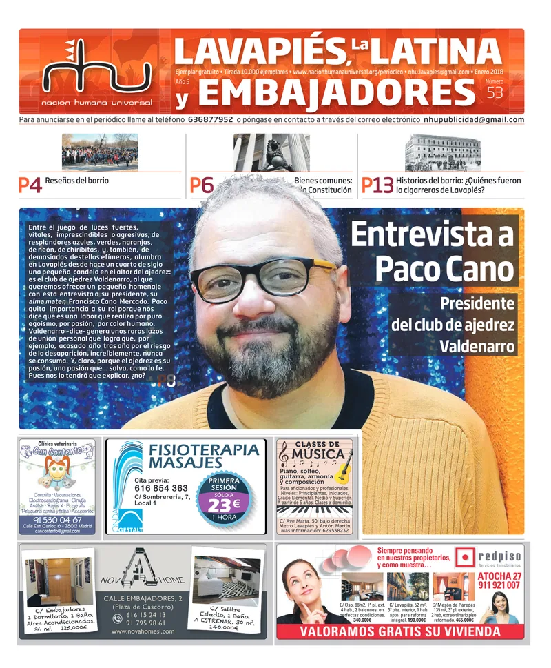 Portada del periódico Nación Humana Universal número 53
